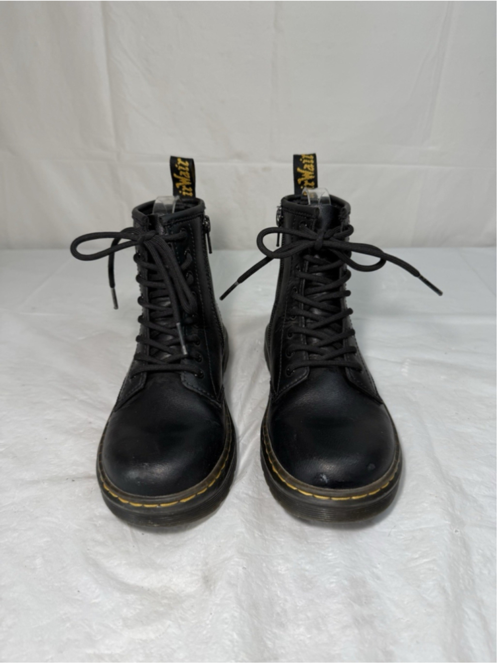 Doc Martin Zavala Boots Size 7 Black Leather Lace And Zip Up